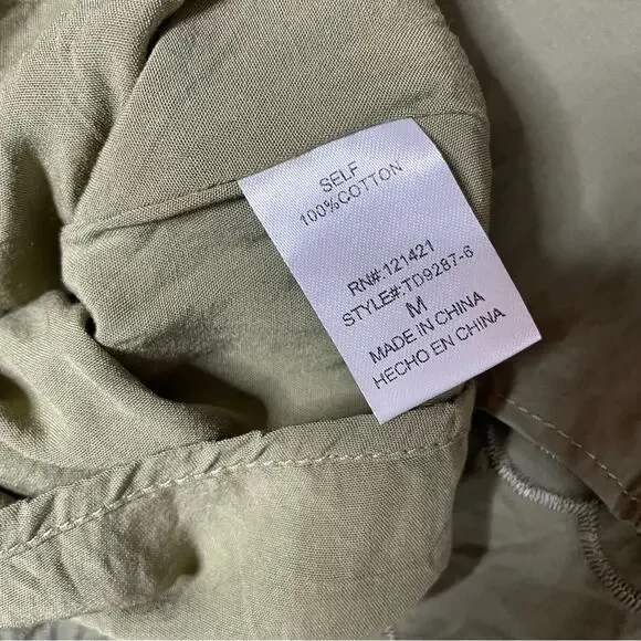 Ellison Ruffled Eyelet Dress Olive Green TD-9287-6 Women’s Sz M - Picture 5 of 5